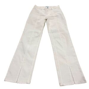 J. McLaughlin Women's Straight Front-Slit Ankle White Denim Jeans Stretch Size 6
